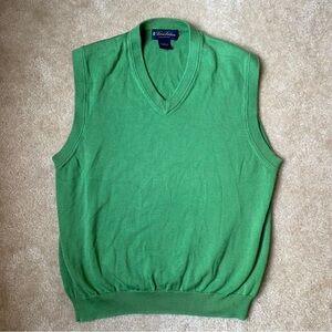 Brooks Brothers Men’s Green Sweater Vest Size S 100% Cotton Golf Preppy Academia